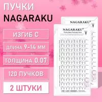 Пучковые черные ресницы Pointy Base 4D small C, 0.07, 9-14 mm, 2 шт