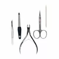 Маникюрный набор дорожный(пилка алмазная,ножницы,кусачки,пинцет,деревянная палочка)  (cka-1)